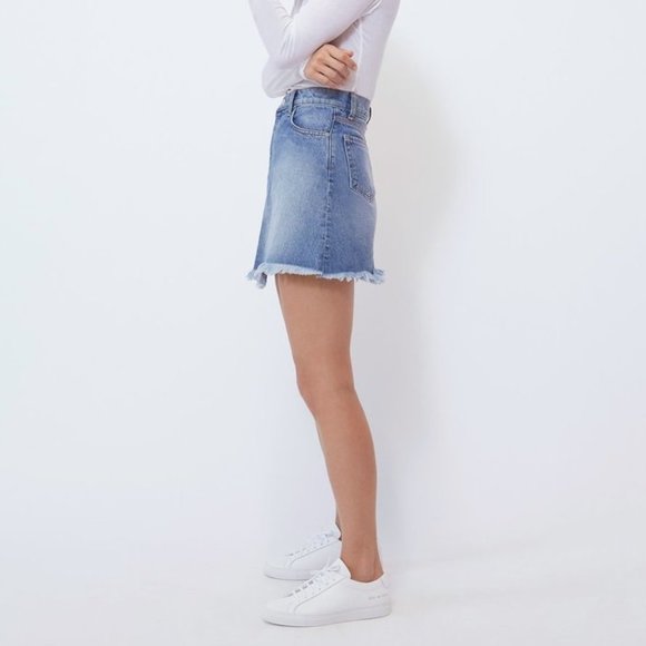 NEW BALDWIN Women Andie Asymmetric Frayed Raw Fringe Hem Denim Jean High Waist - Picture 3 of 4